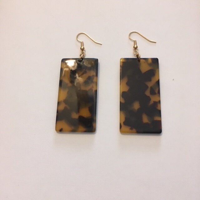 +Tortoise Lucite Rectangle Earrings