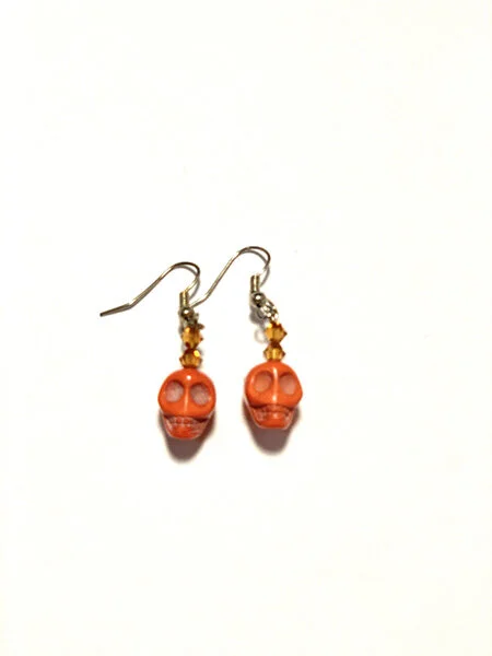 +Orange Howlite  Skulls and Topaz Crystals