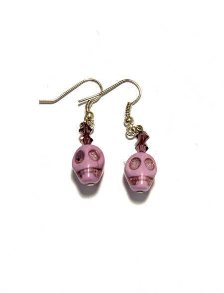 +Purple Howlite Skulls with Amethyst Crystals