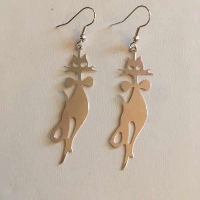 +Silver plated Tuxedo Cat Earrings