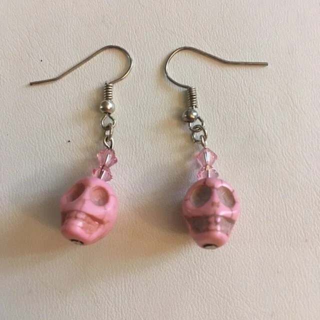 +Pink Howlite Skulls with Light PInk Crystals