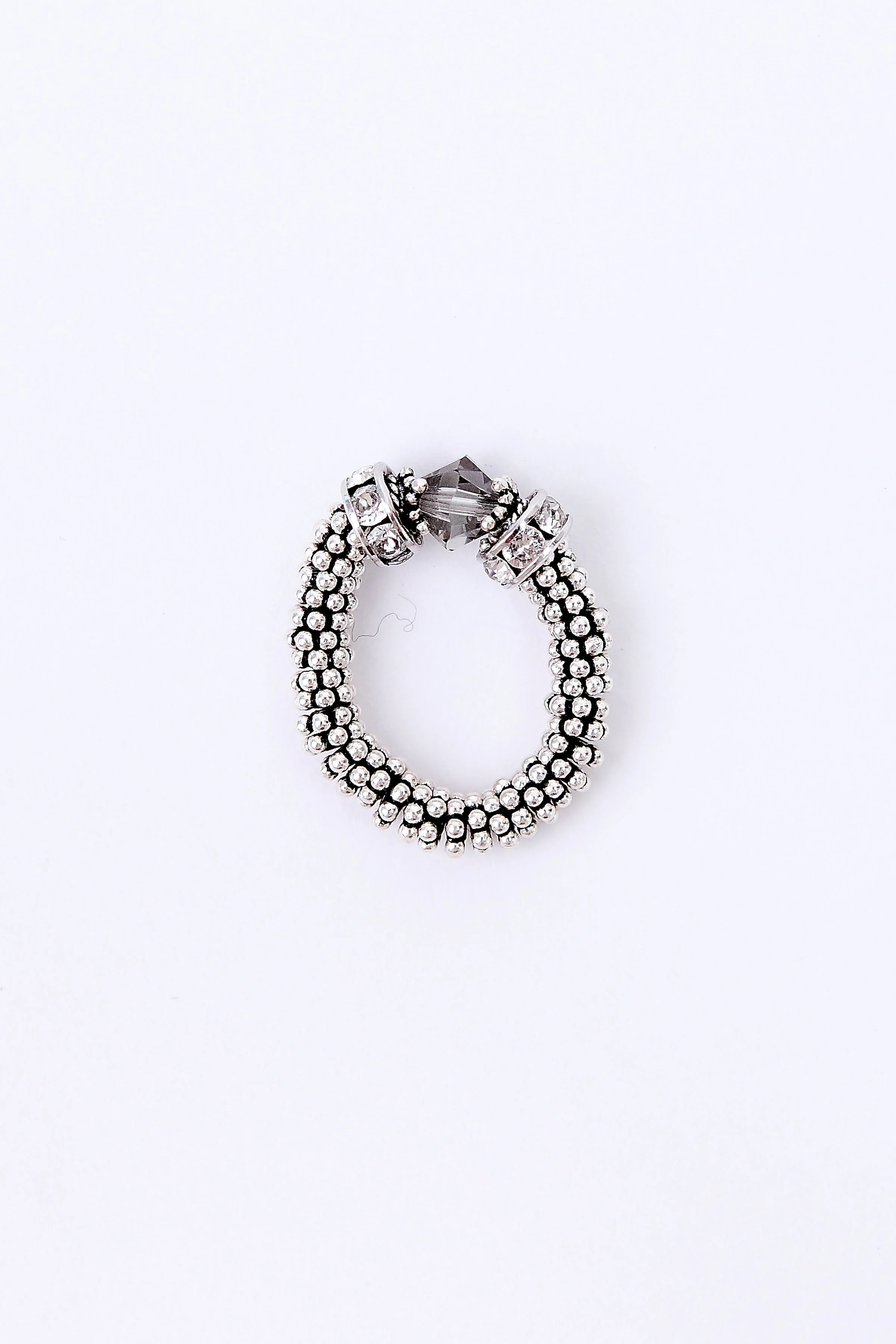 +Black Diamond Bali Silver Stretch Ring