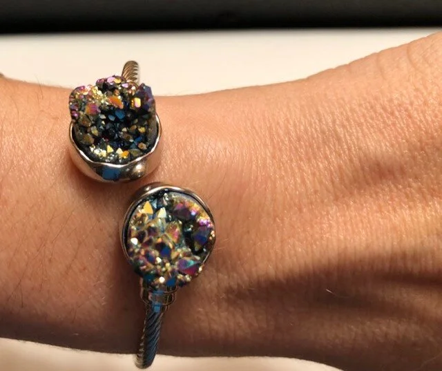 +Rainbow Druzy Quartz Bracelet
