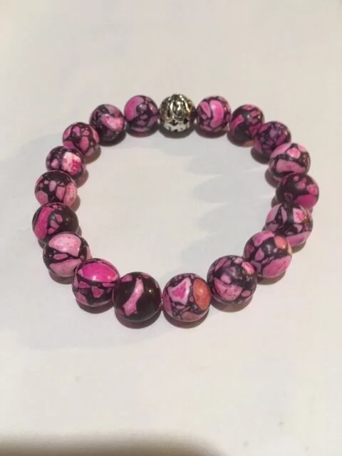 +Pink and Black Howlite Bracelet