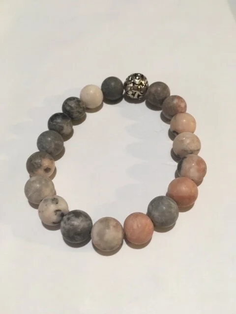 Grey and Pink Zebra stone (10mm)