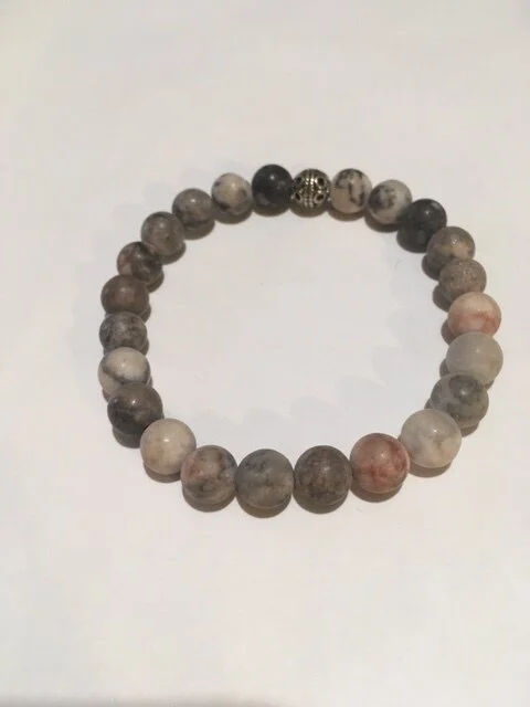 +Grey and Pink Zebra Stone (8mm)