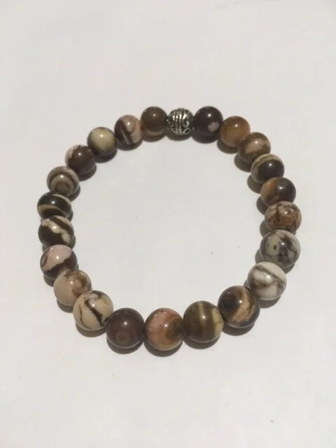 Brown and Off White Jasper (8mm)