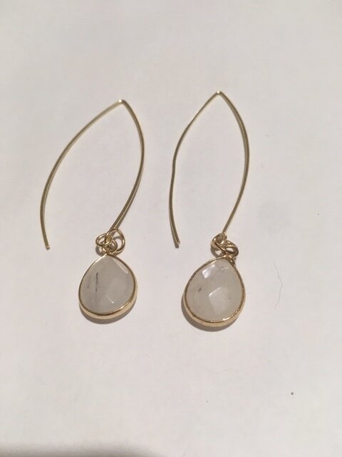 +White Rutilated Quartz Dangle Earrings