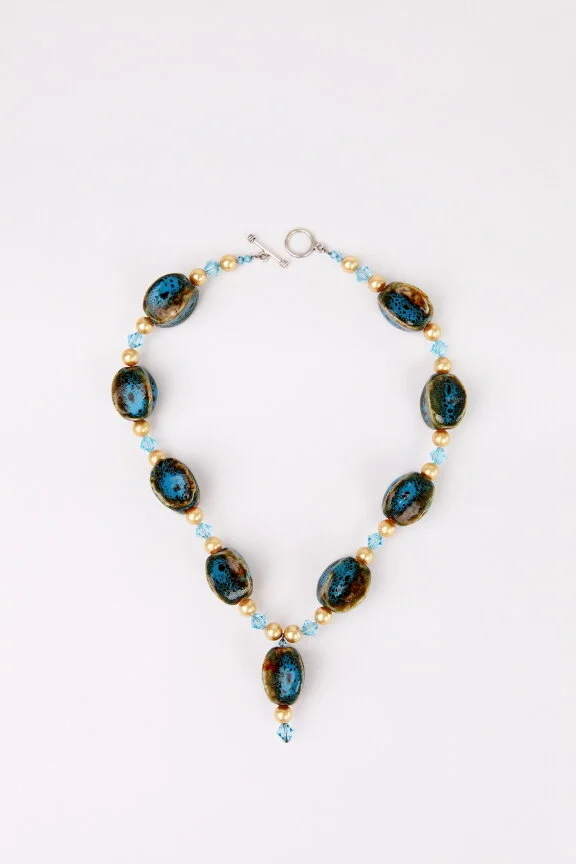 Chunky Blue Porcelain Necklace