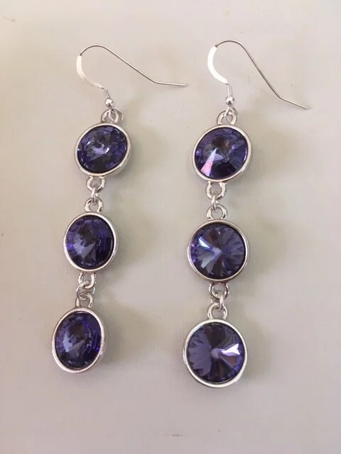 +Tanzanite Triple Rivoli Earrings