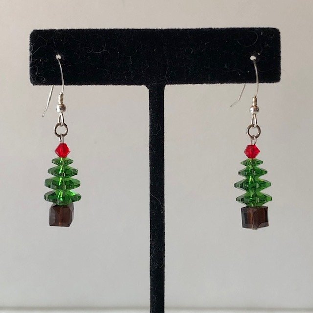 Swarovski Crystals Christmas Tree (Traditional brown base, red star)