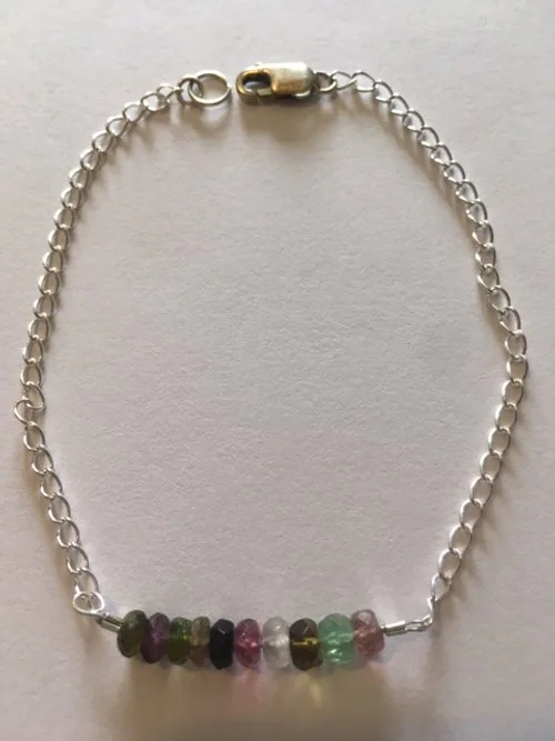 Watermelon Tourmaline Micro Rondelle Bracelet