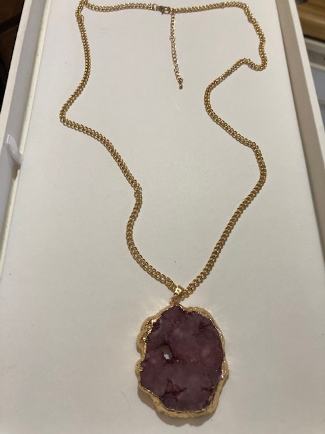 XL Mauve Druzy Pendant Necklace