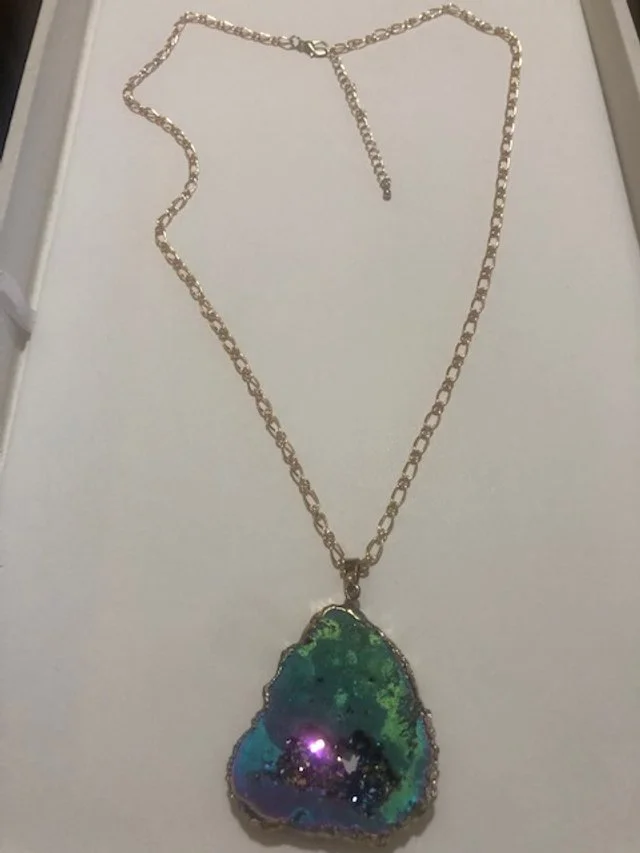 XL "Mardi Gras" Color Druzy Pendent