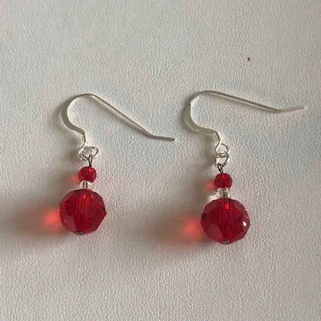 Light Siam Swarovski Crystal Drop Earrings