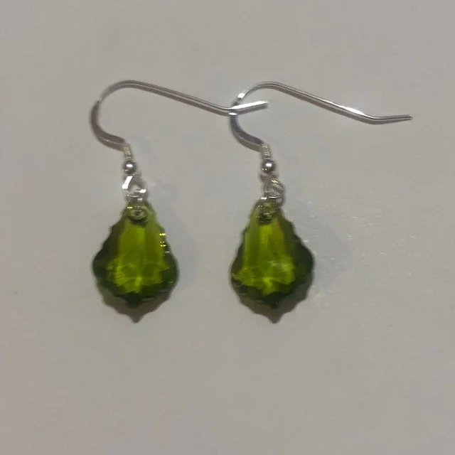 Swarovski Olivine Baroque Crystal Earrings
