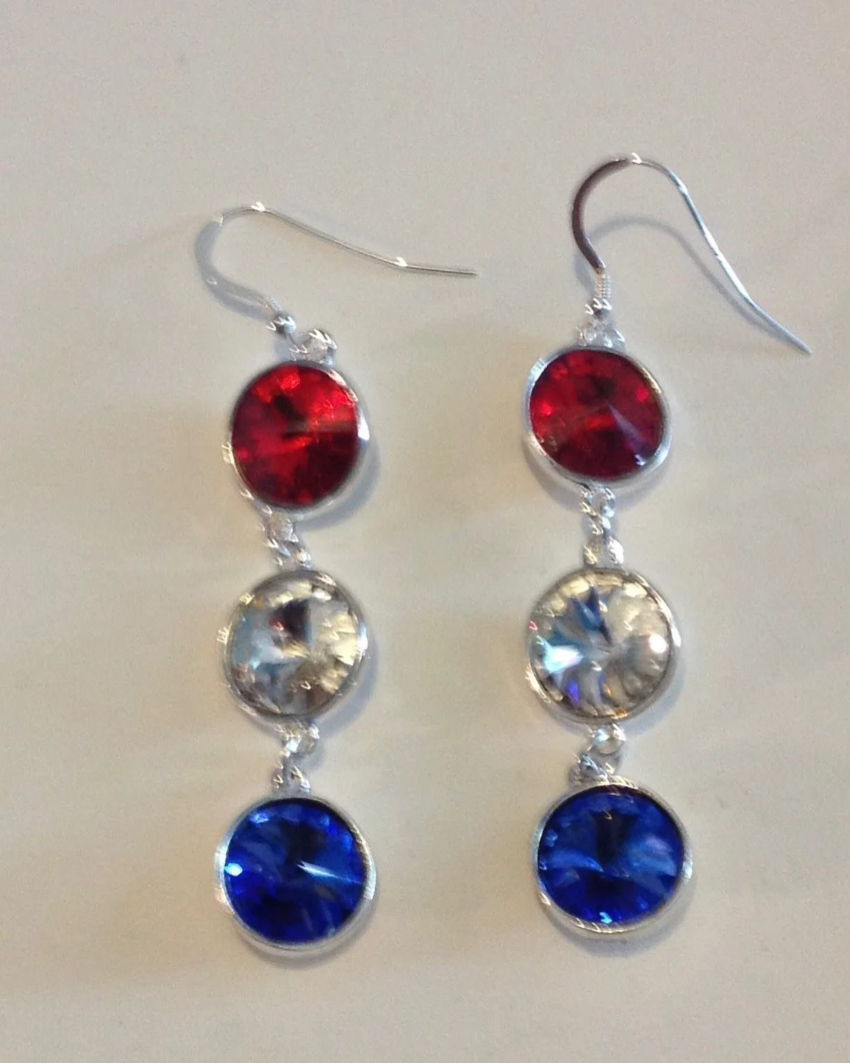 Celebrate Your 4th of July in style with these Swarovski Crystal Triple Rivoli Earrings.  Only one available on website.  www.cindydavid.com