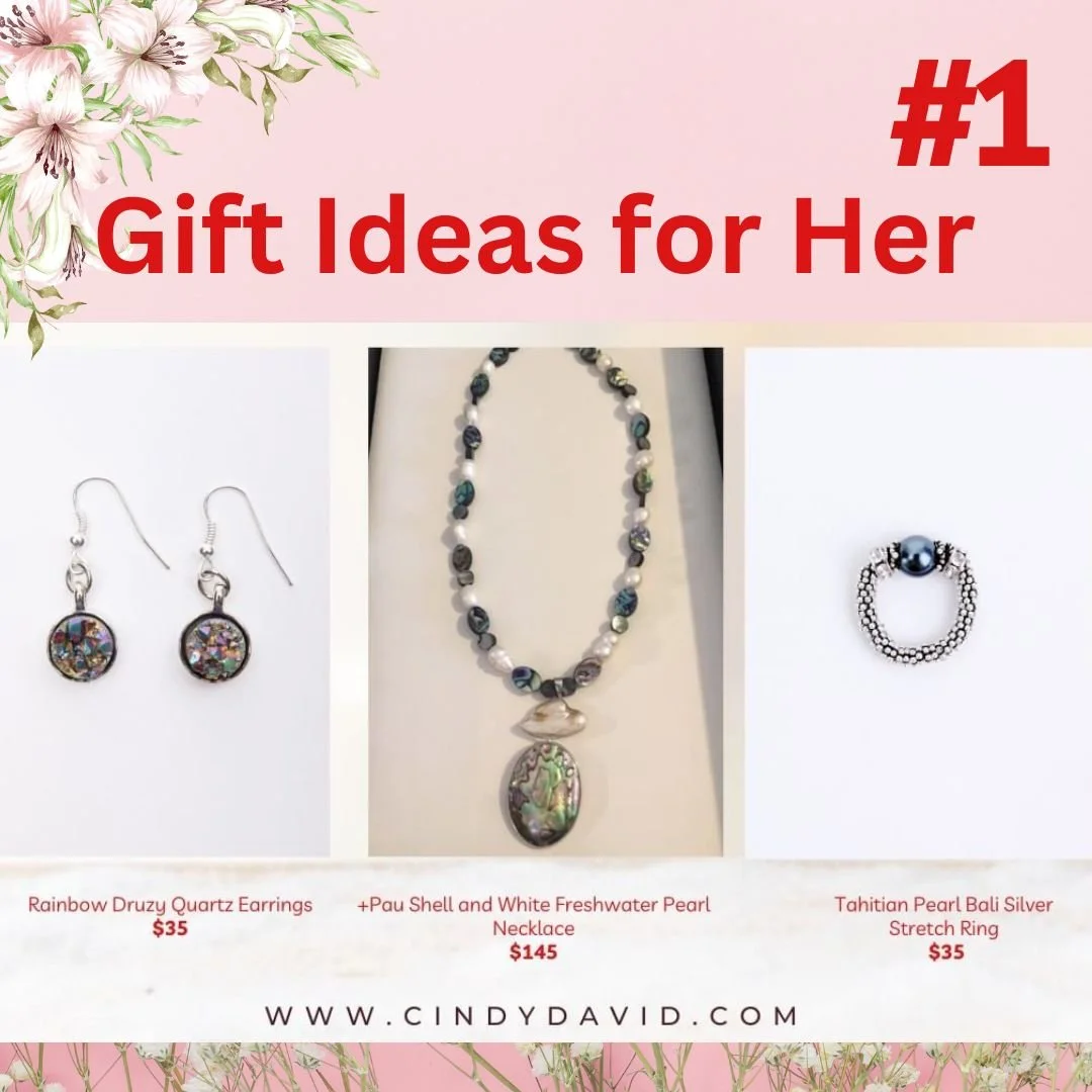 Three pieces. One message: she's worth it. ✨

Whether she loves the iridescent shimmer of Rainbow Druzy Quartz, the oceanic beauty of a Paua Shell &amp; Freshwater Pearl Necklace, or the timeless elegance of a Tahitian Pearl Bali Silver Ring &mdash; 