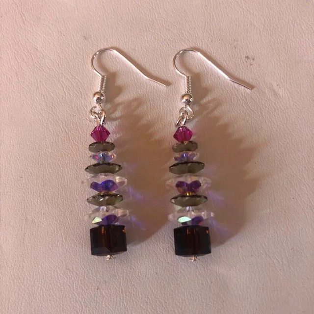 Swarovski Crystal Volcano and Crystal AB Christmas Tree Earrings