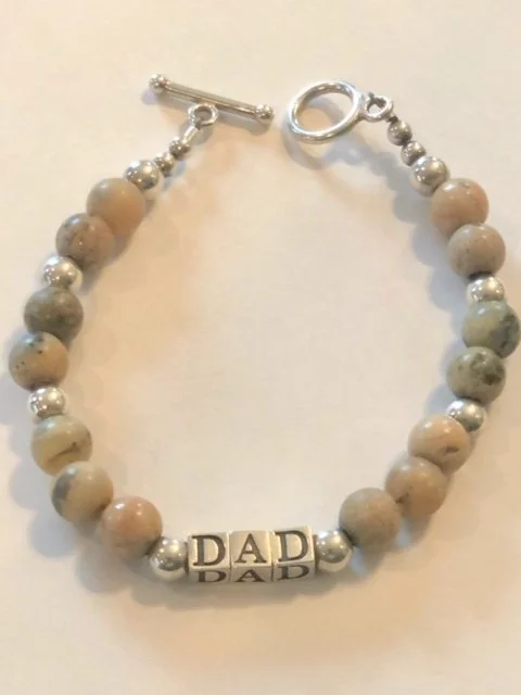 Handmade Jasper & Sterling Silver 'Dad Bracelet'