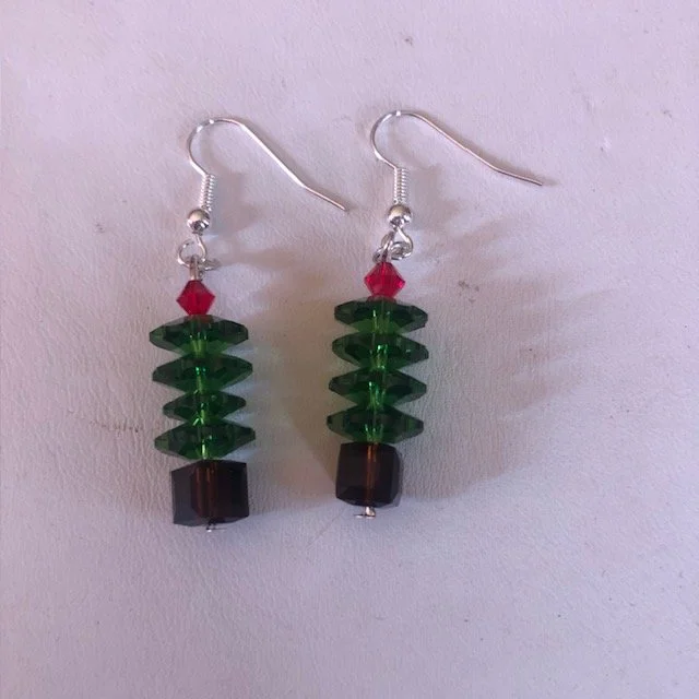 Emerald Swarovski Christmas Tree Earrings