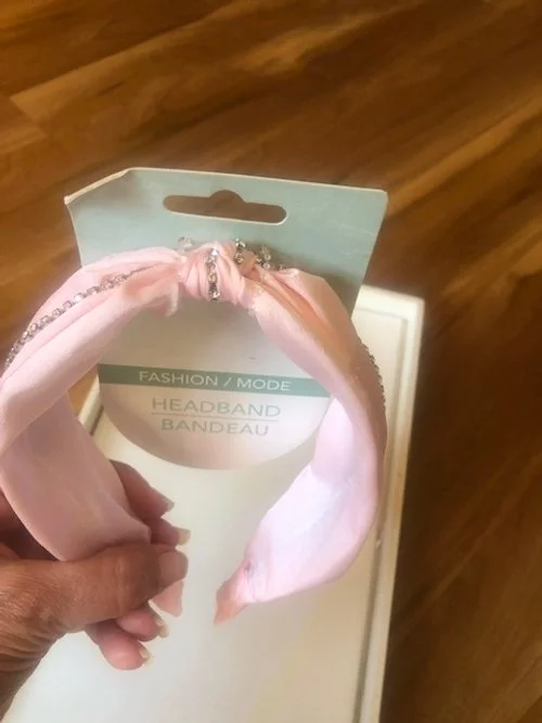 Light Pink Satin and Crystal Rhinestone Headband