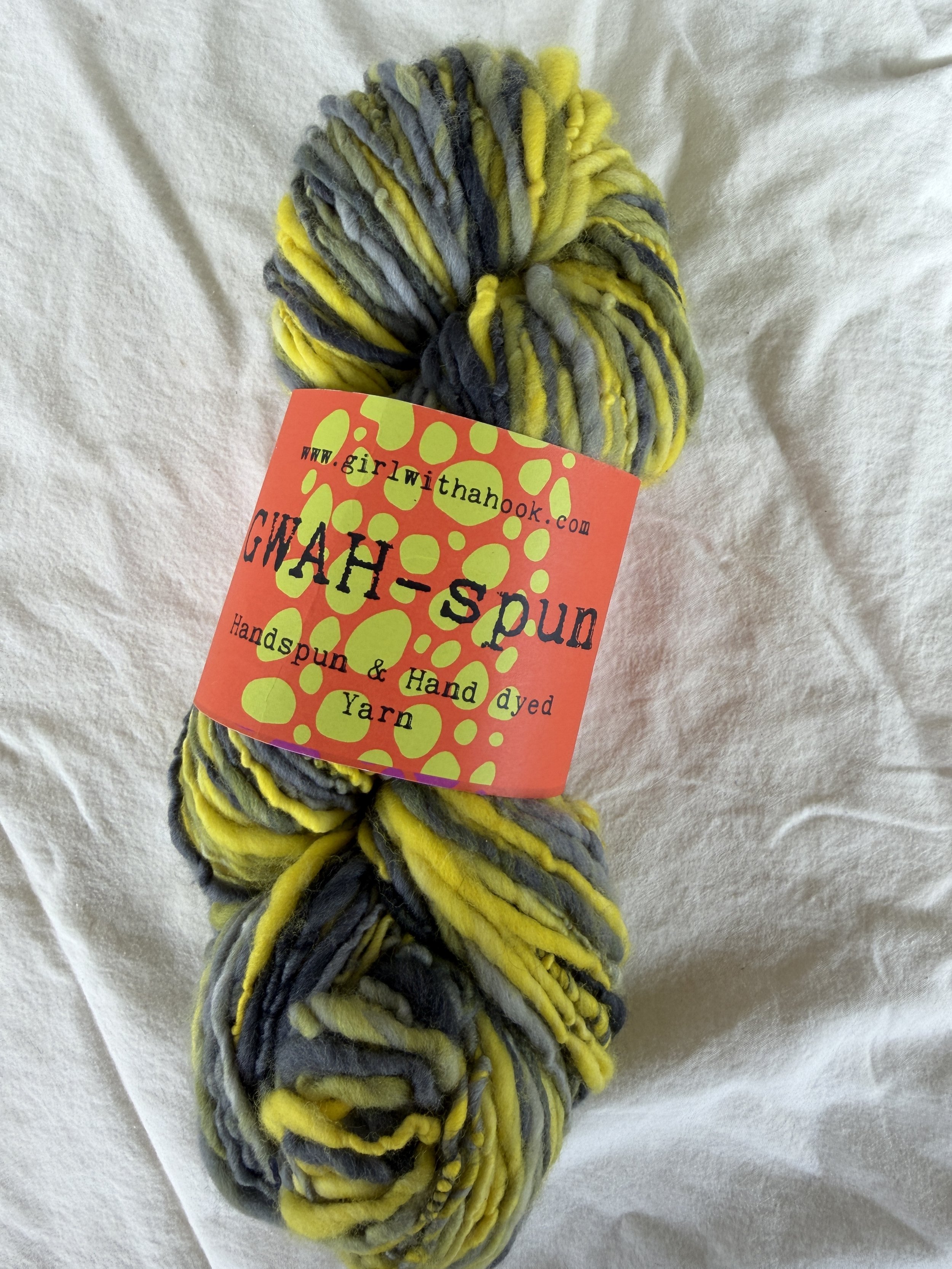 Handspun and Dyed Yarn: yellow/gray singles