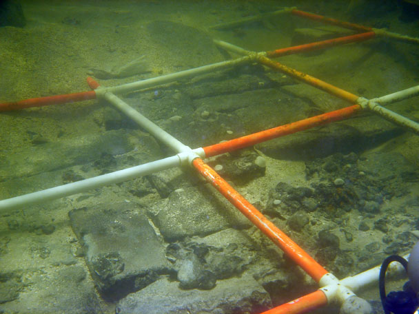  The cargo of pre cut granite blocks on the cargo deck of The Tile Wreck 