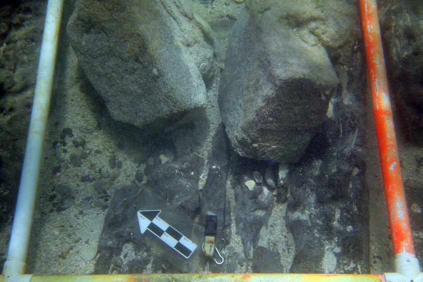  Some of the cargo of French granite building blocks on the cargo deck of The Tile Wreck 
