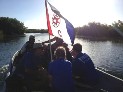 Off to the wreck site flag flying.