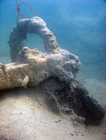  The anchor ring of anchor 1 which was found resting on half of the wooden stock on the centre section of The Tile Wreck 