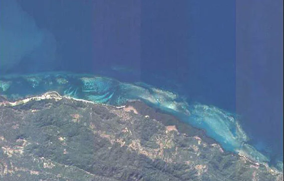 Google Earth image of the reef where Le Casimir was wrecked to the east of Monte Cristi