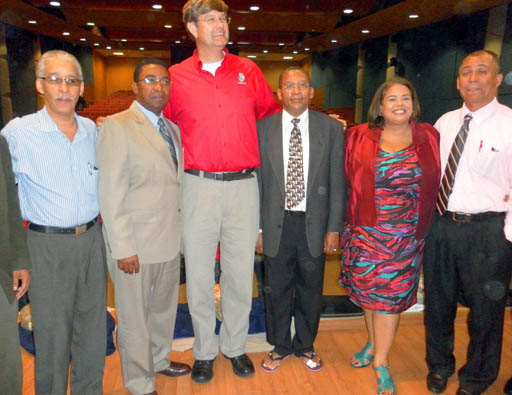 From left to right, Dario Genao, Genaro Rodriguez, Dr. Simon Spooner, Tony Cord, Flavia Disla and Genaro Peña.