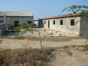 Looking at the rear of the accommodation building