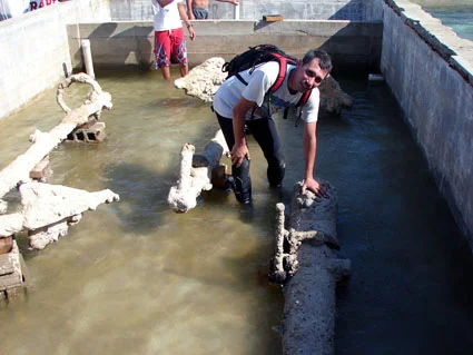 Dr. Francois Gendron happy that the Cannon Three is secured in the conservation tank.