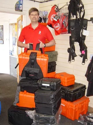 Dr Spooner with all theExplorer Cases and the padded bags.