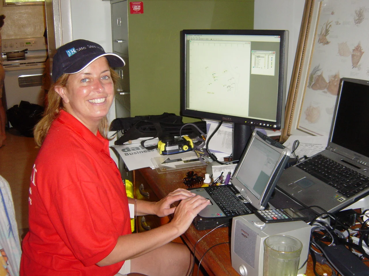 Kathy Schubert preparing for her lecture on how to use The Site Recorder software