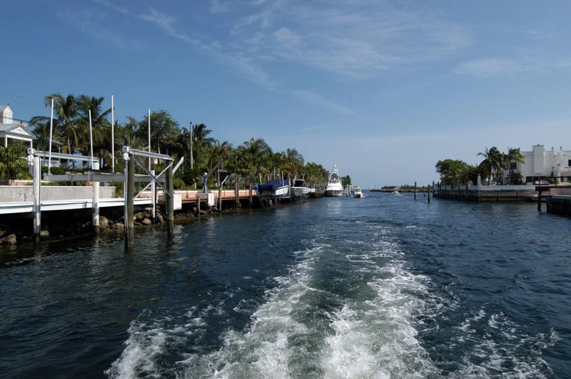 The flotilla heads off to the site
