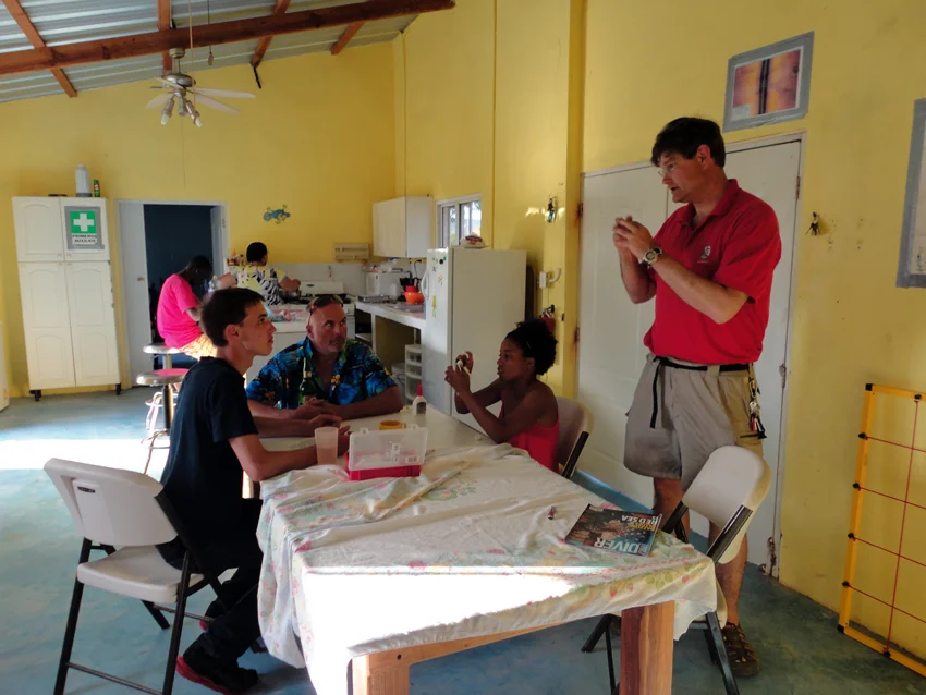 Some of the Team discussing artefacts