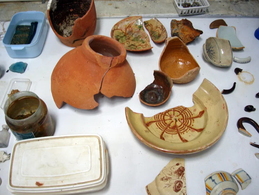 Some of the artefacts from Monte Cristi Bay, being shown to the Team