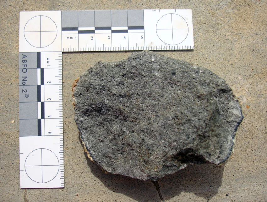 Ballast rock sample IWb from The Island Wreck , cut but not polished