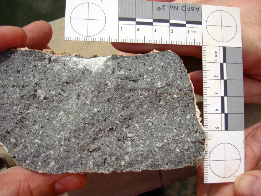 Ballast rock sample IWd from The Island Wreck , cut but not polished