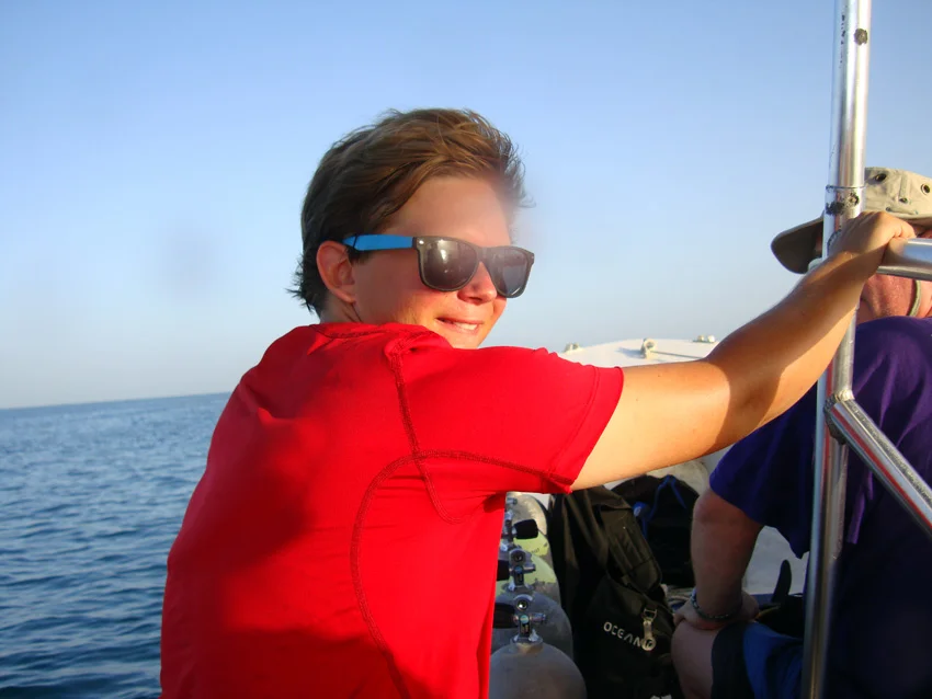 Student Wesley Korpela who came to the Artefact Handling course in 2011, looking forward to his first dive on site
