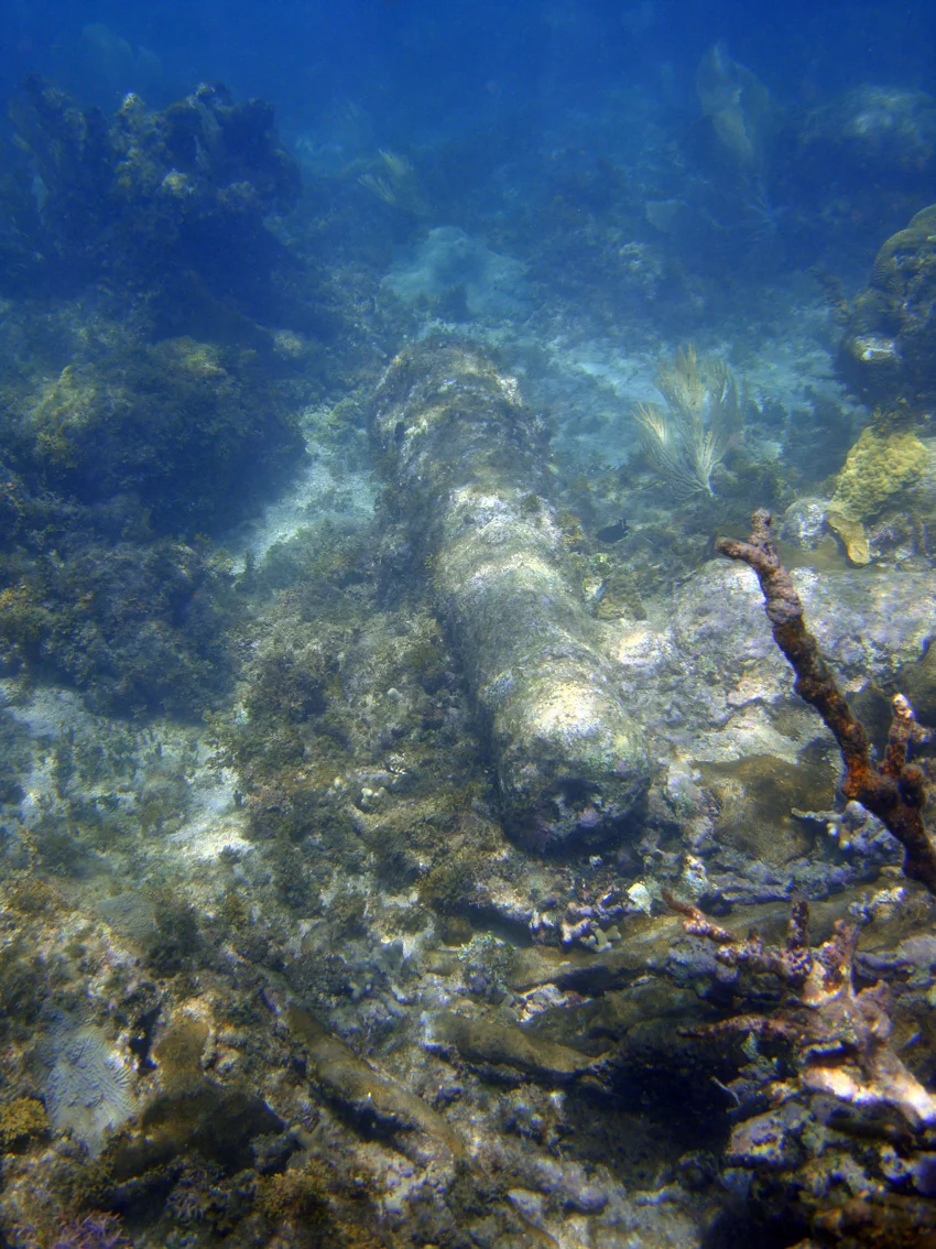 Another iron cannon this time in deeper water