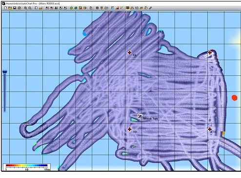 Hummingbird Auto Chart Pro Side Scan data of the search area