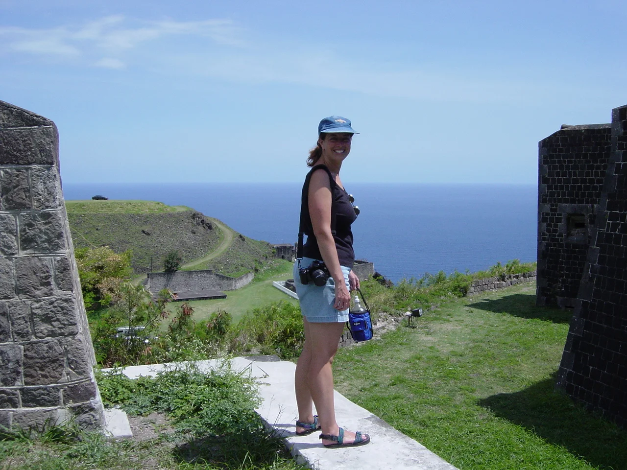 Kathy by the ramparts enjoying the view