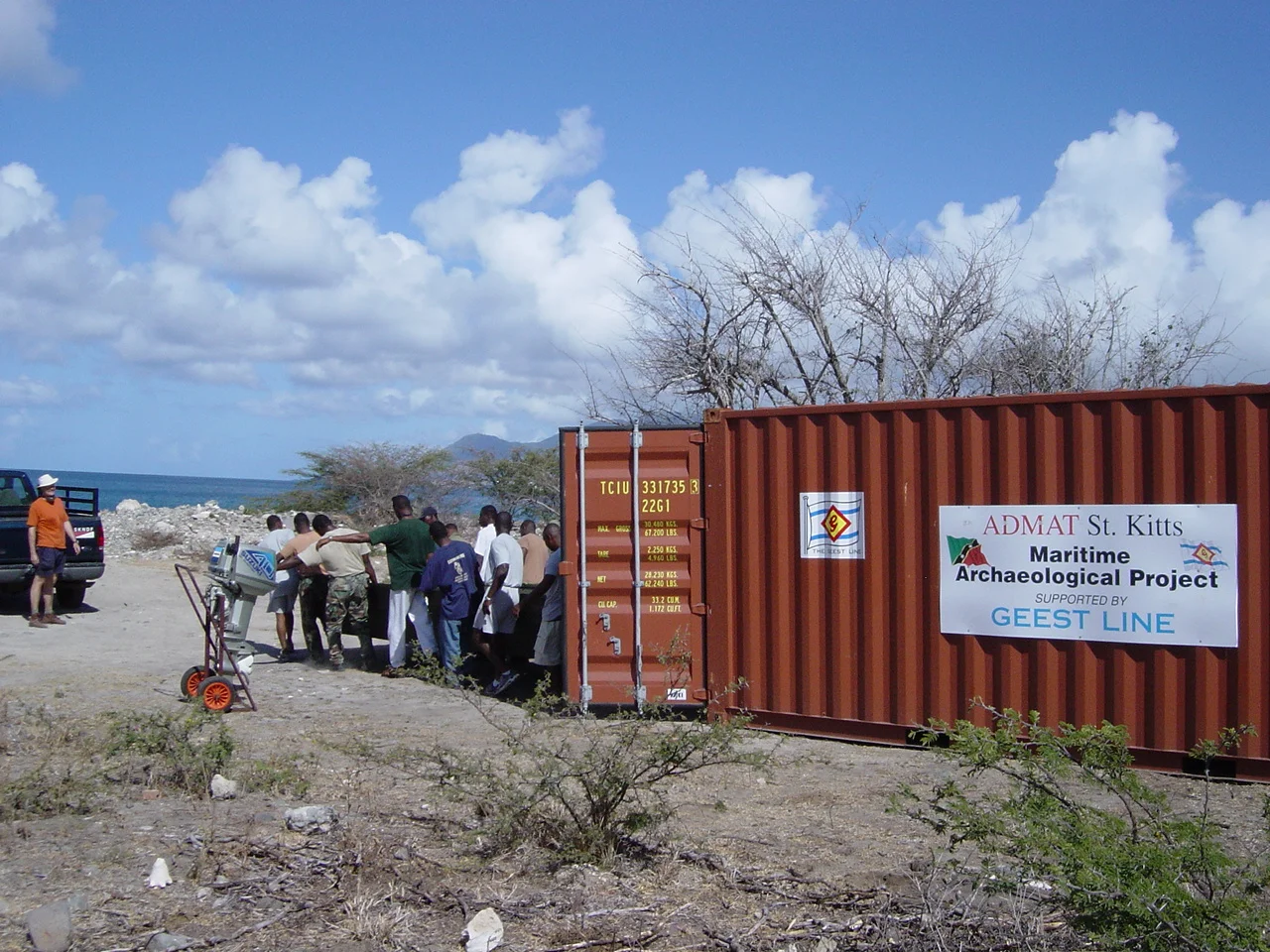 Second pontoon boat out of the second Geest container