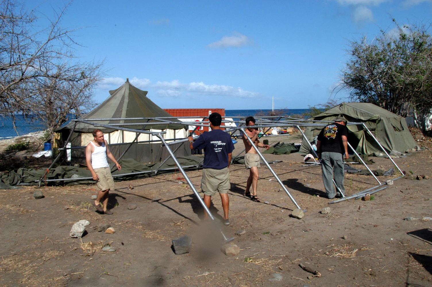 Another tent is erected
