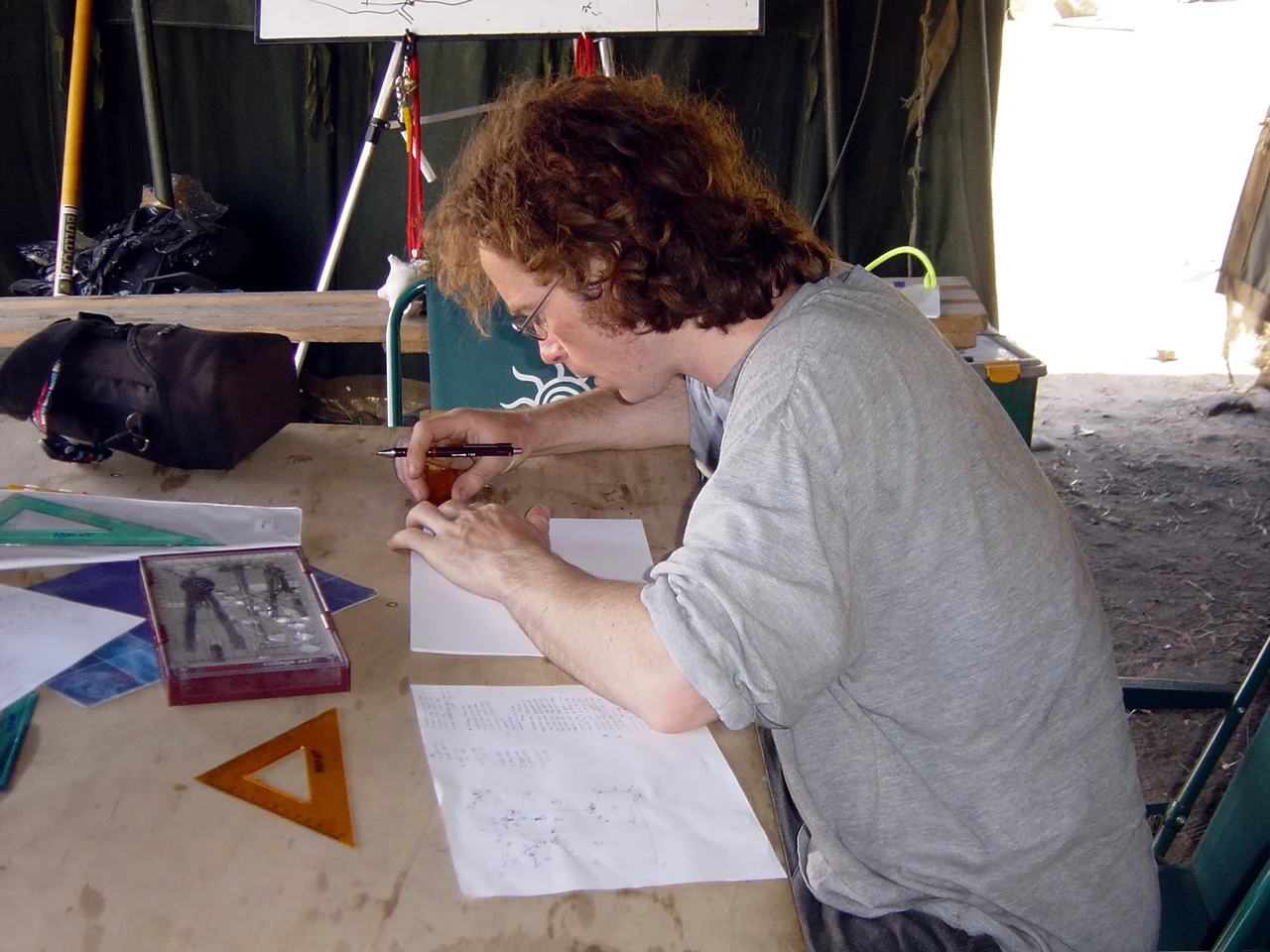 Patrick drafting underwater scale plans