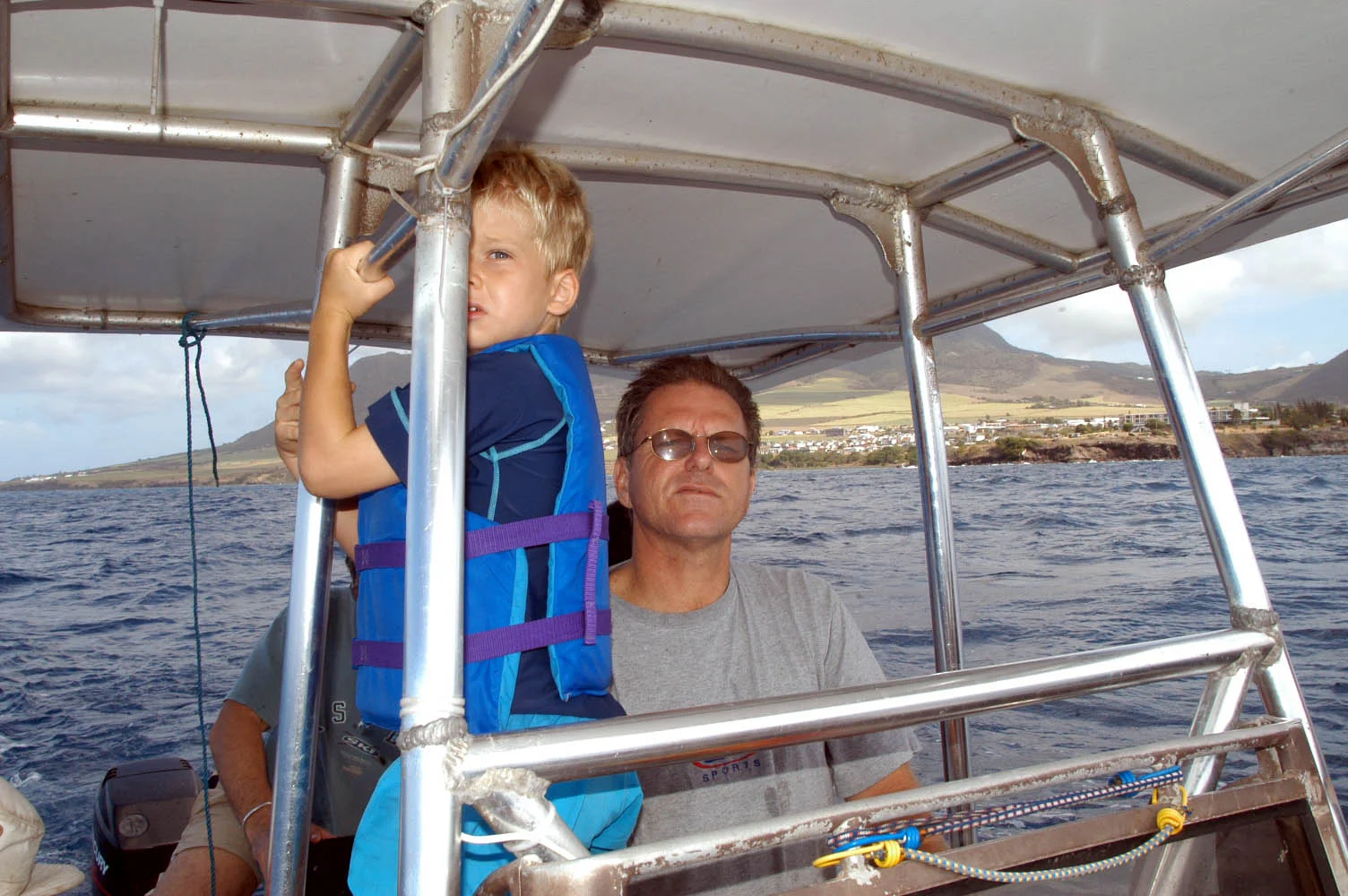 Doug and his son on route to Basseterre Harbour